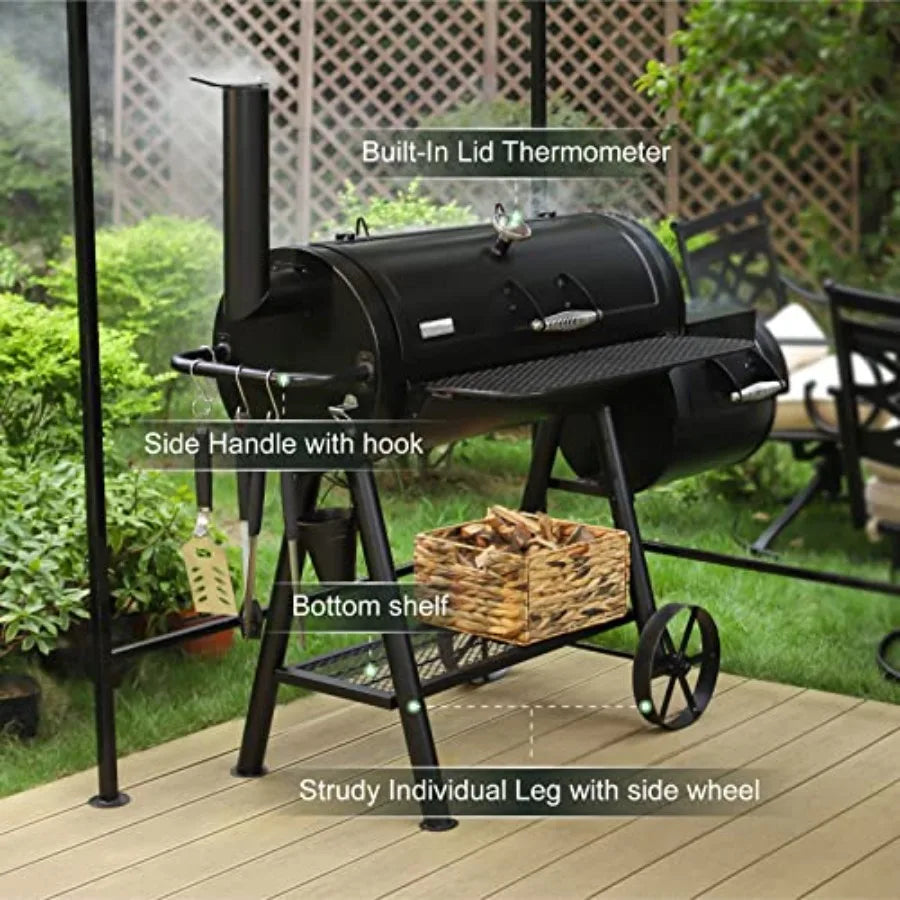 Heavy Duty Charcoal Wood Offset Outdoor Smoker Grill for BBQ