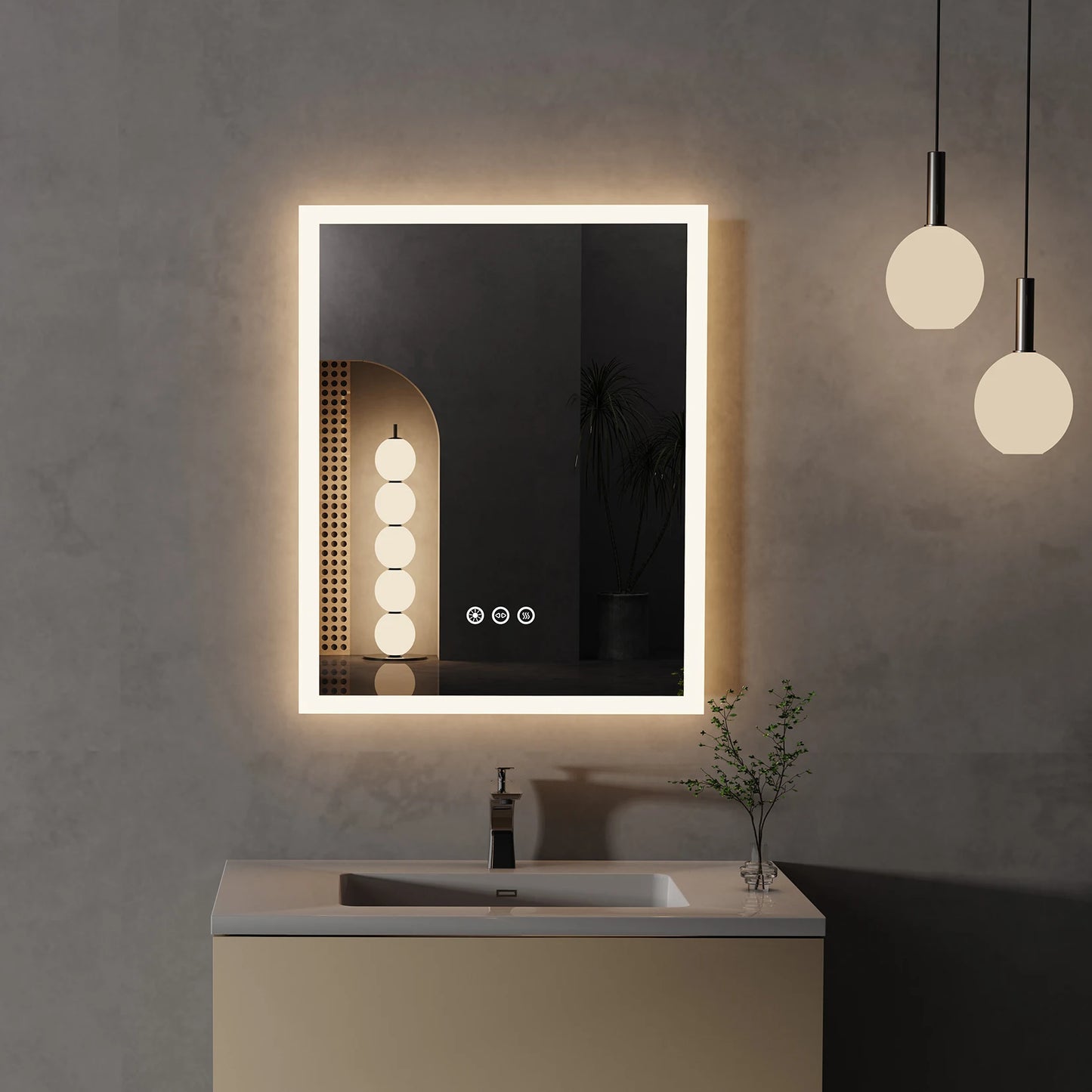 Wisfor LED Lighted Vanity Mirror Wall Mounted Anti-Fog Memory Function