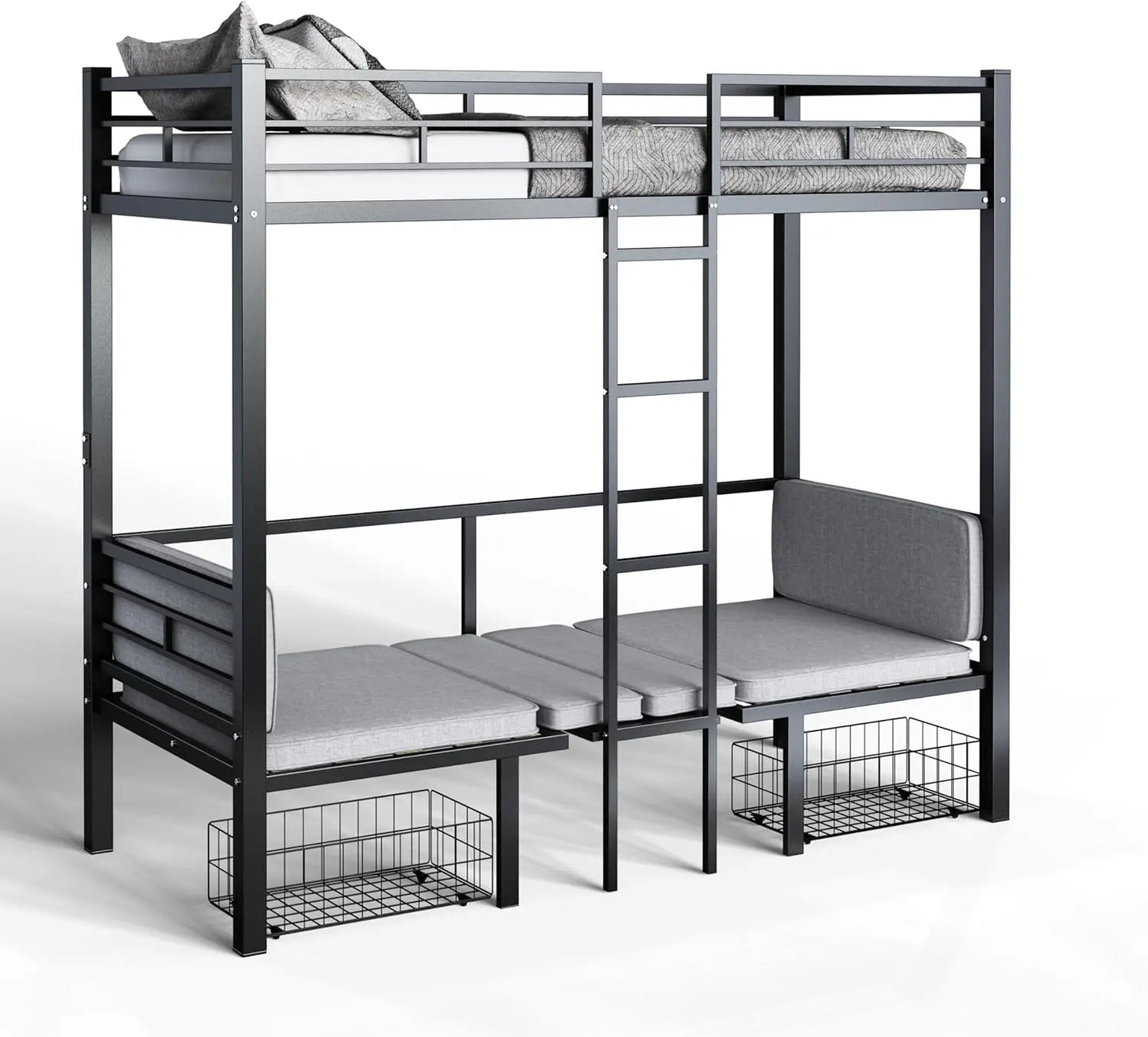 XMSJ Loft Bed With Desk and Storage Drawers for Kids