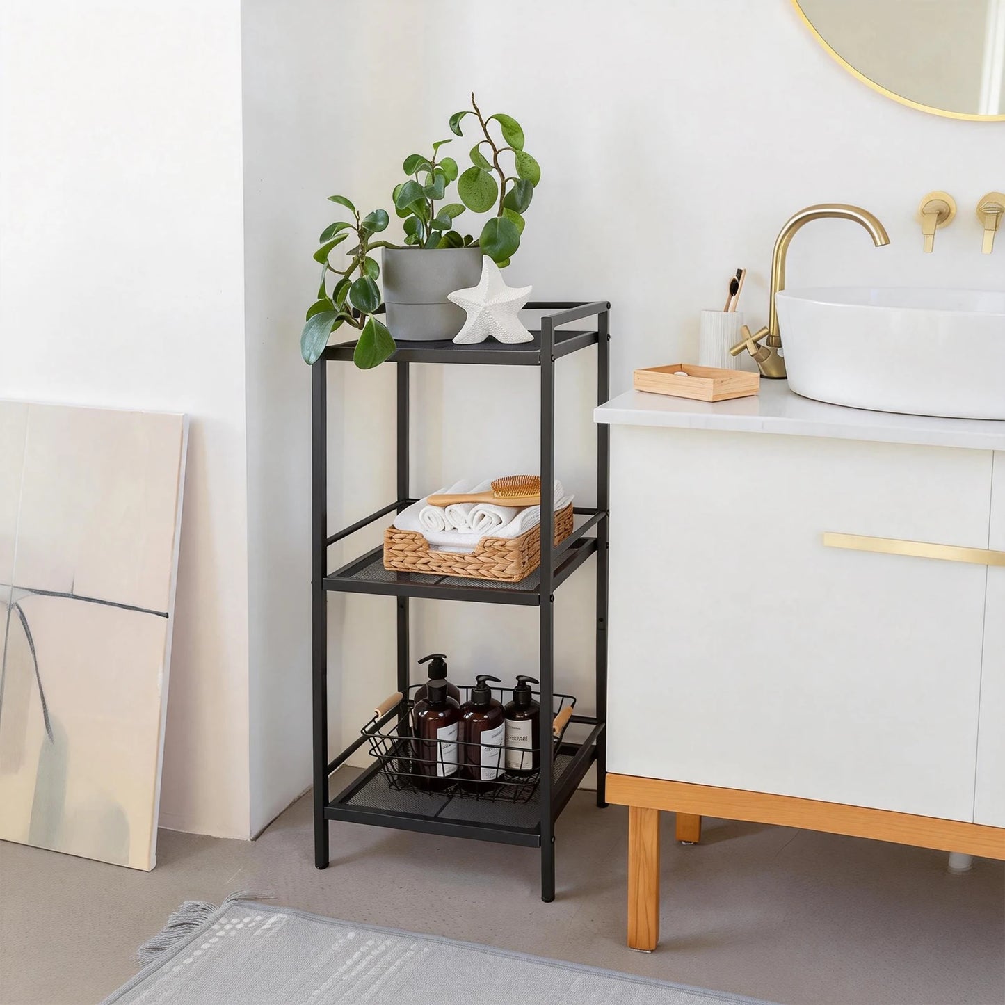 HiMISS 3 Tier Ladder Bathroom Storage Shelf Organizer