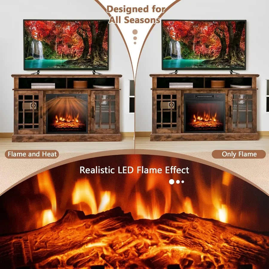 XMSJ Electric Fireplace TV Stand With Remote And Overheat Protection