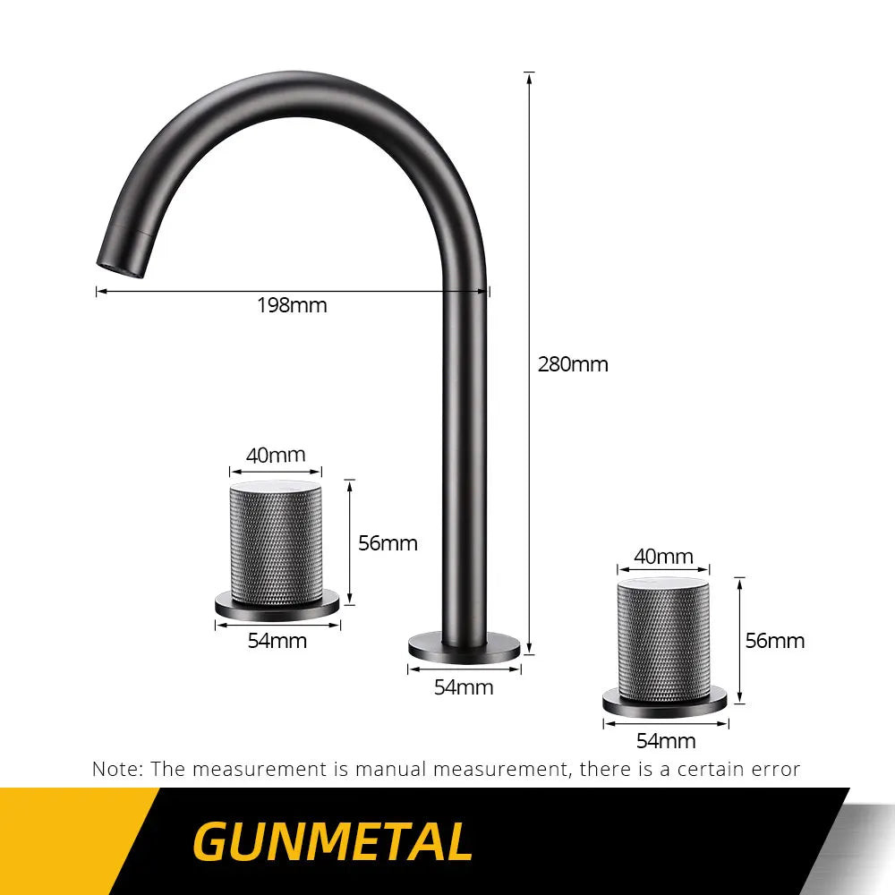 Bagnolux Deck Mounted Basin Faucet Dual Handle Hot Cold Mixer 360 Rotation