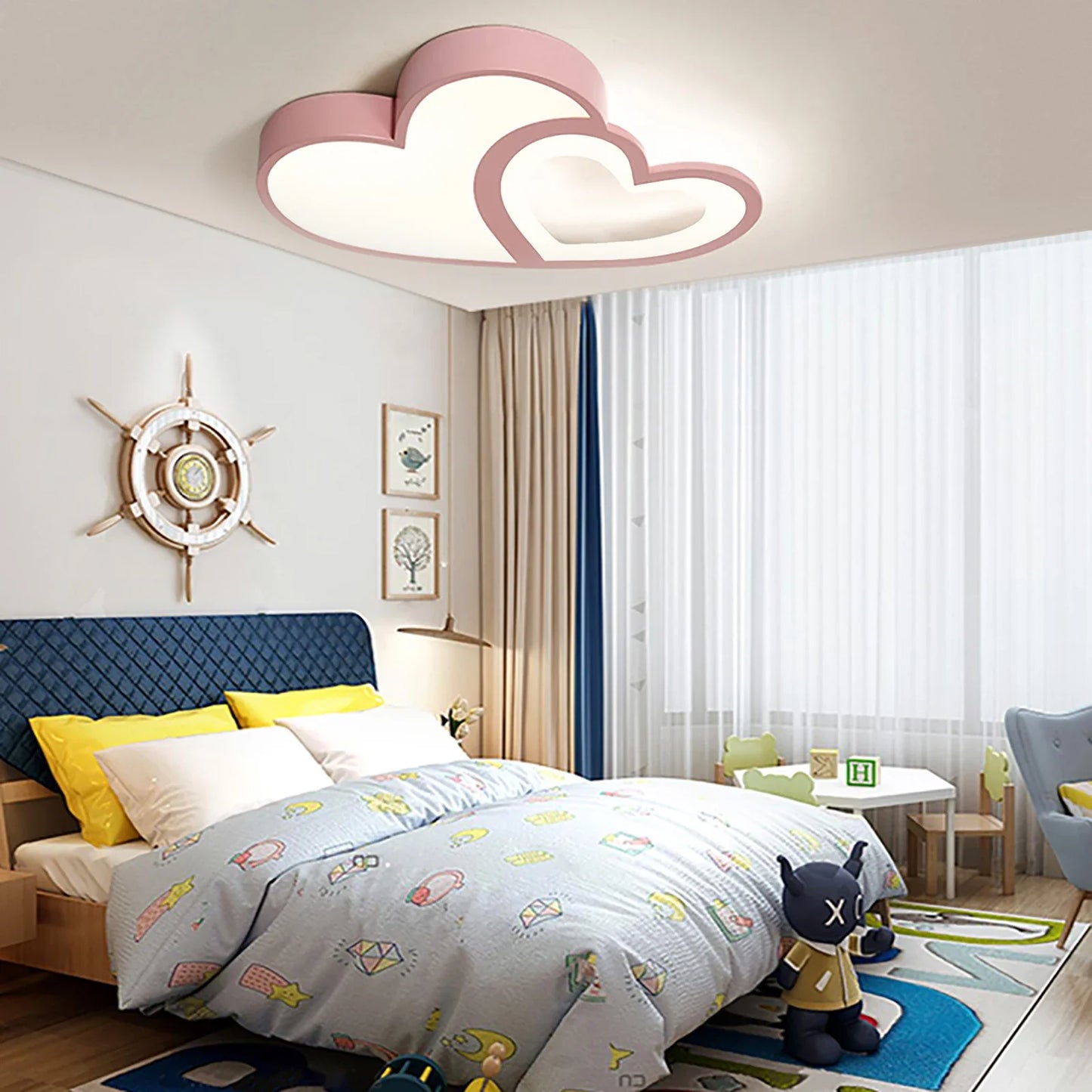 Bymaocar LED Ceiling Light With Remote Control 3 Color Dimmable Modern Cartoon Design For Living Room Bedroom Kids
