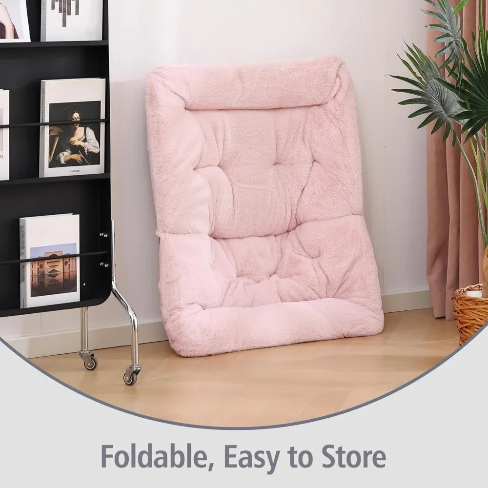 Comfy Saucer Chair With Ottoman Faux Fur Lounge Chair