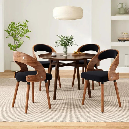 CHENGWEI Modern Wood Dining Chairs Set With Curved Backrests