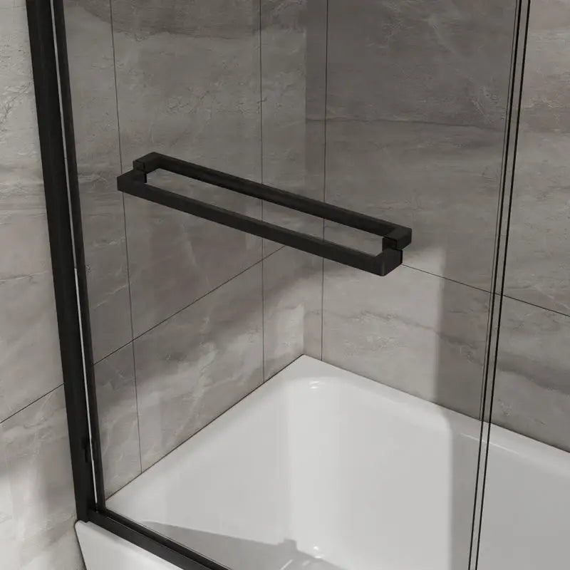 Double Sliding Bathtub Shower Door Aluminum Framed Clear Tempered Glass