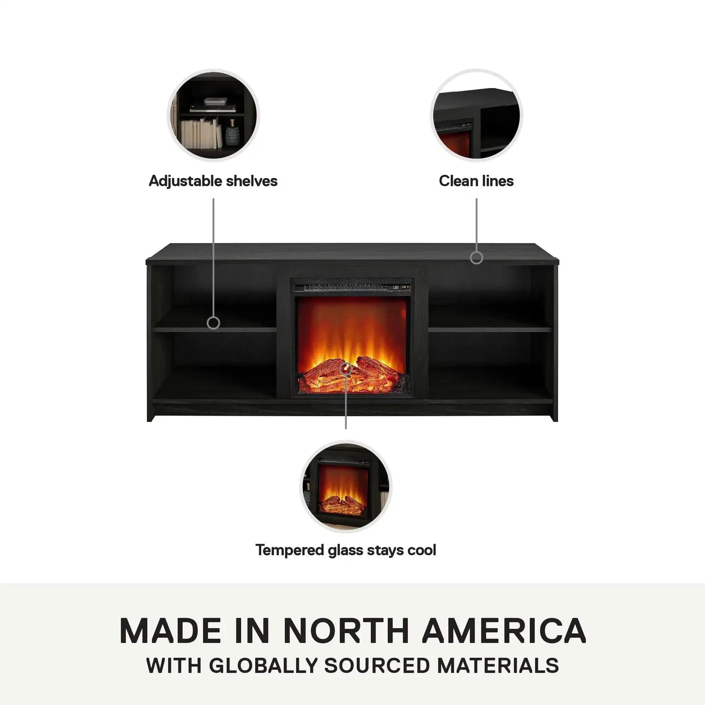 XMSJ Courtland Electric Fireplace TV Stand With Remote