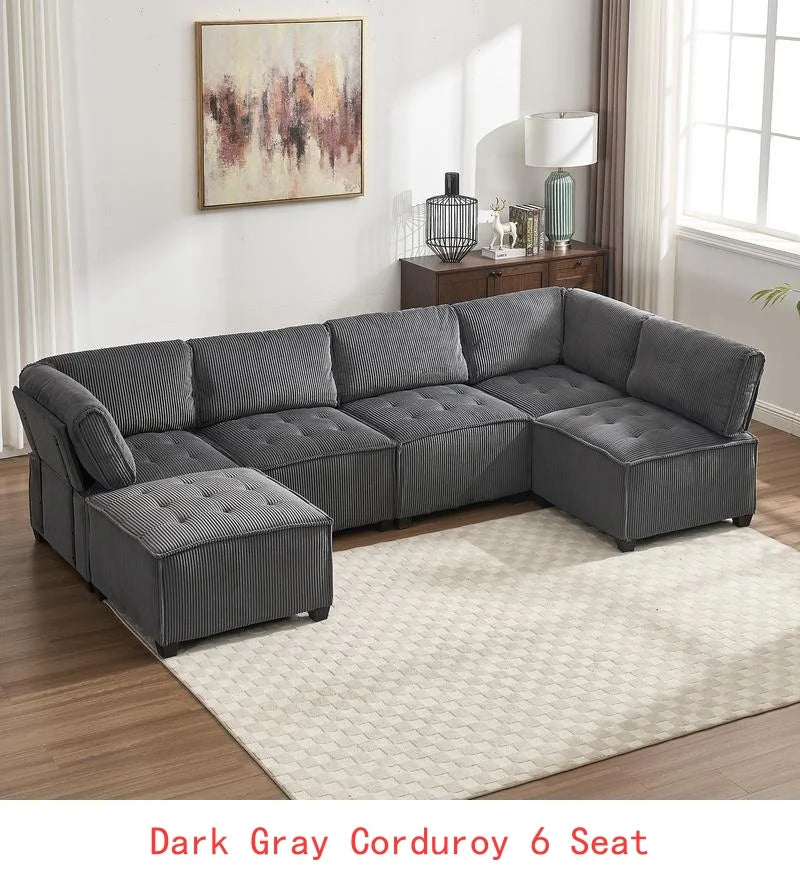 Modular U-Shaped Sectional Sofa With Reversible Chaise For Living Room