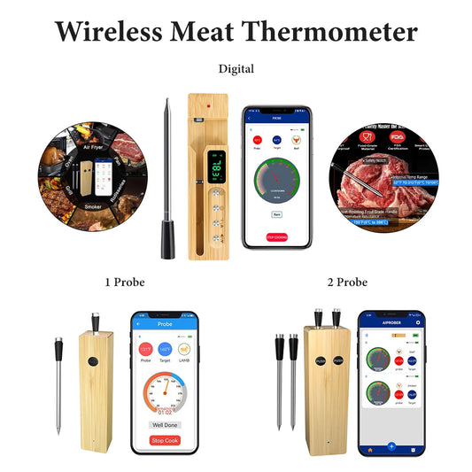 NONECN Smart Wireless Bluetooth Meat Thermometer With 500 Foot Range