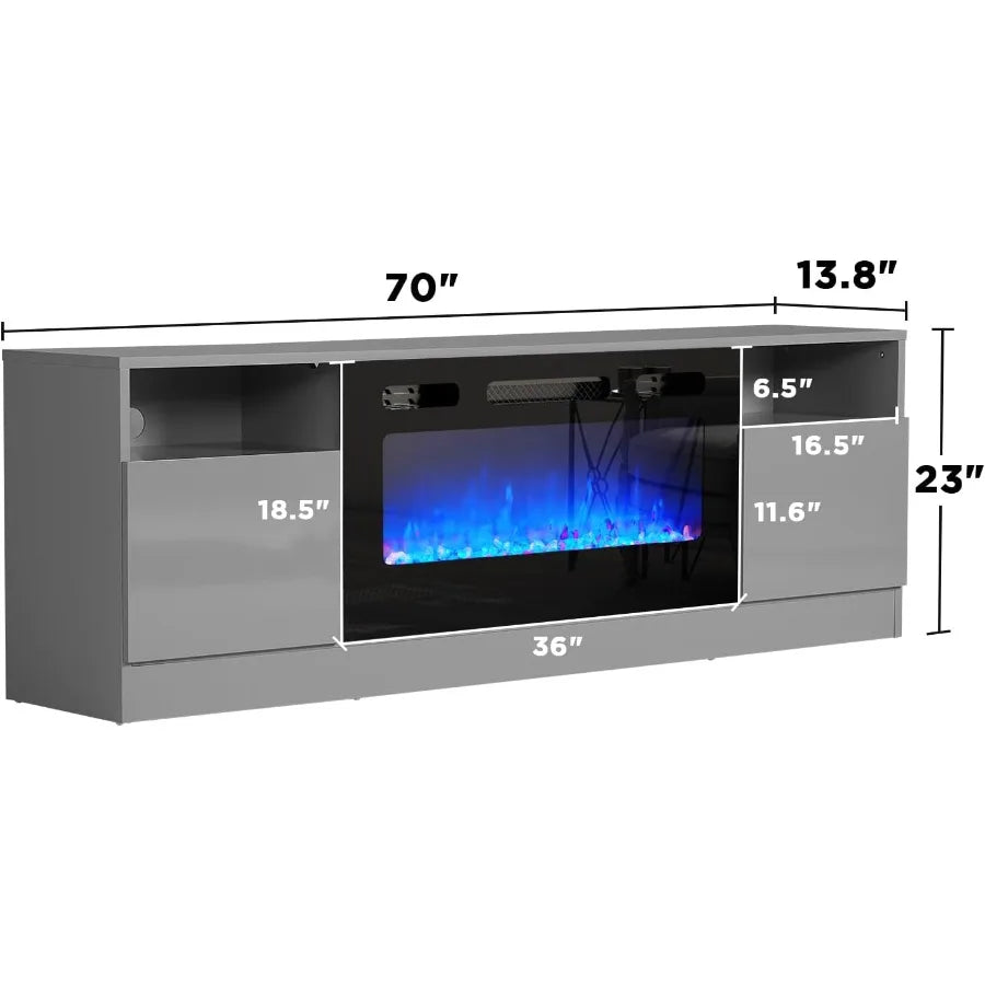 Amerlife TV Stand With Fireplace LED Entertainment Center