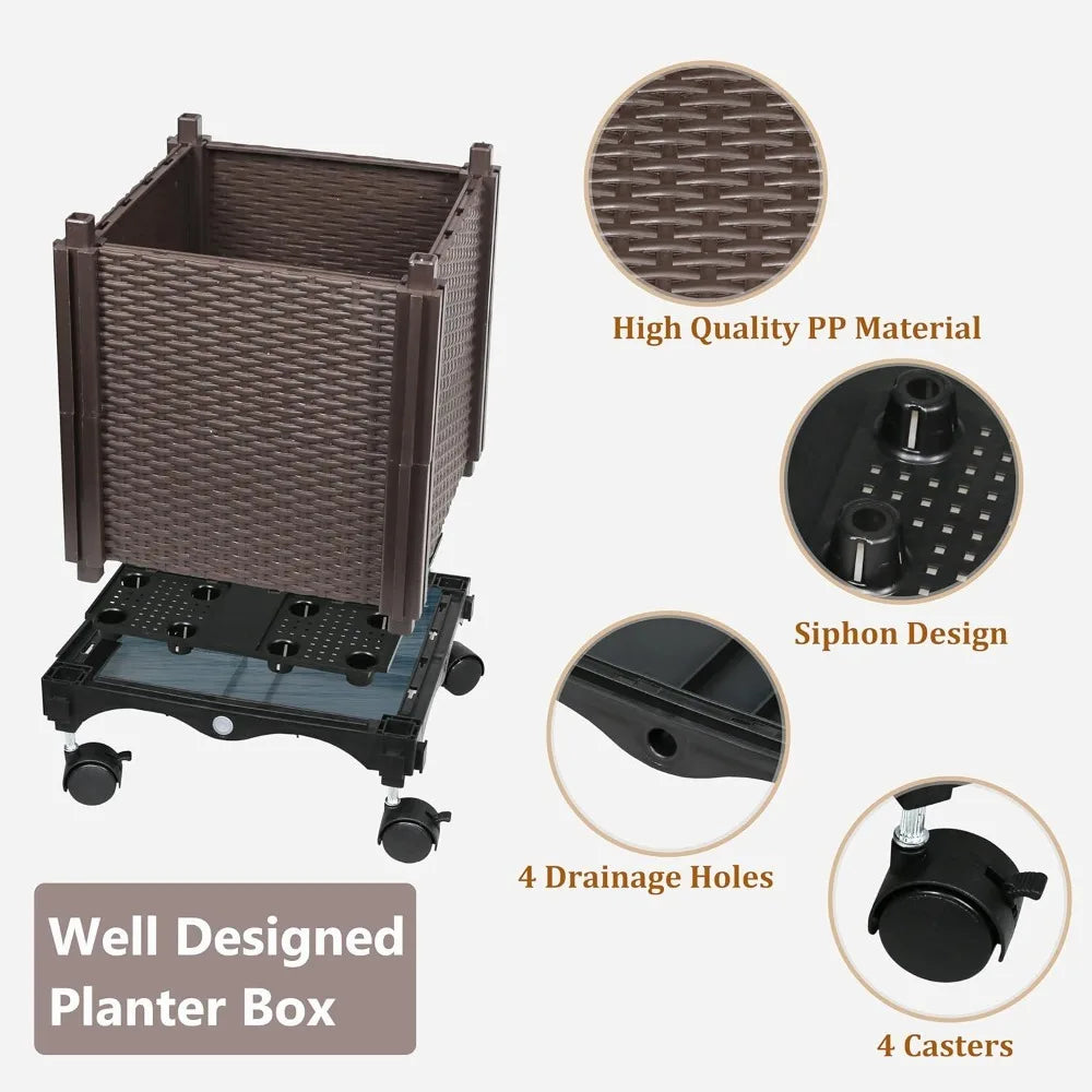 Raised Garden Bed Planter With Trellis For Climbing Vines