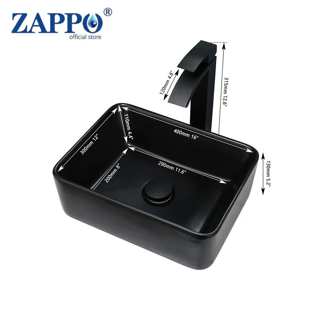 Torayvino Square Ceramic Vessel Sink Set Above Counter Faucet