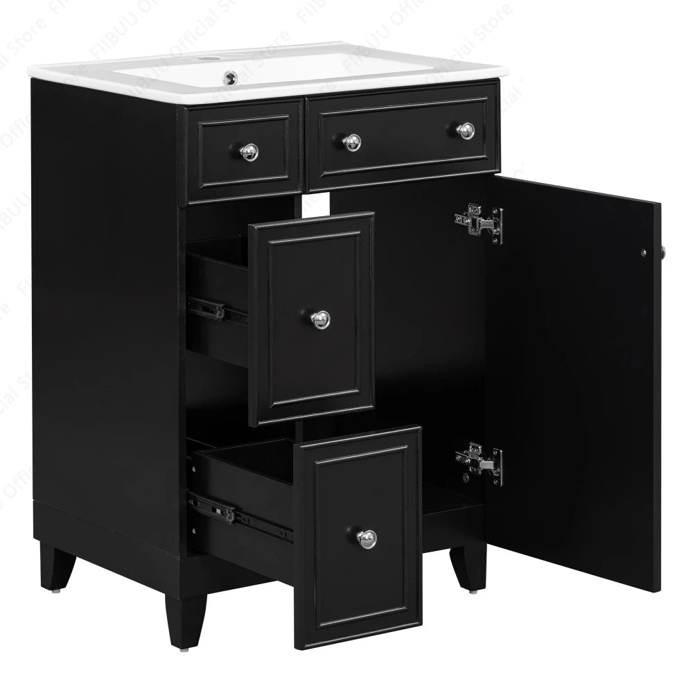 FIIBUU Ceramic Sink Vanity Cabinet With Two Drawers