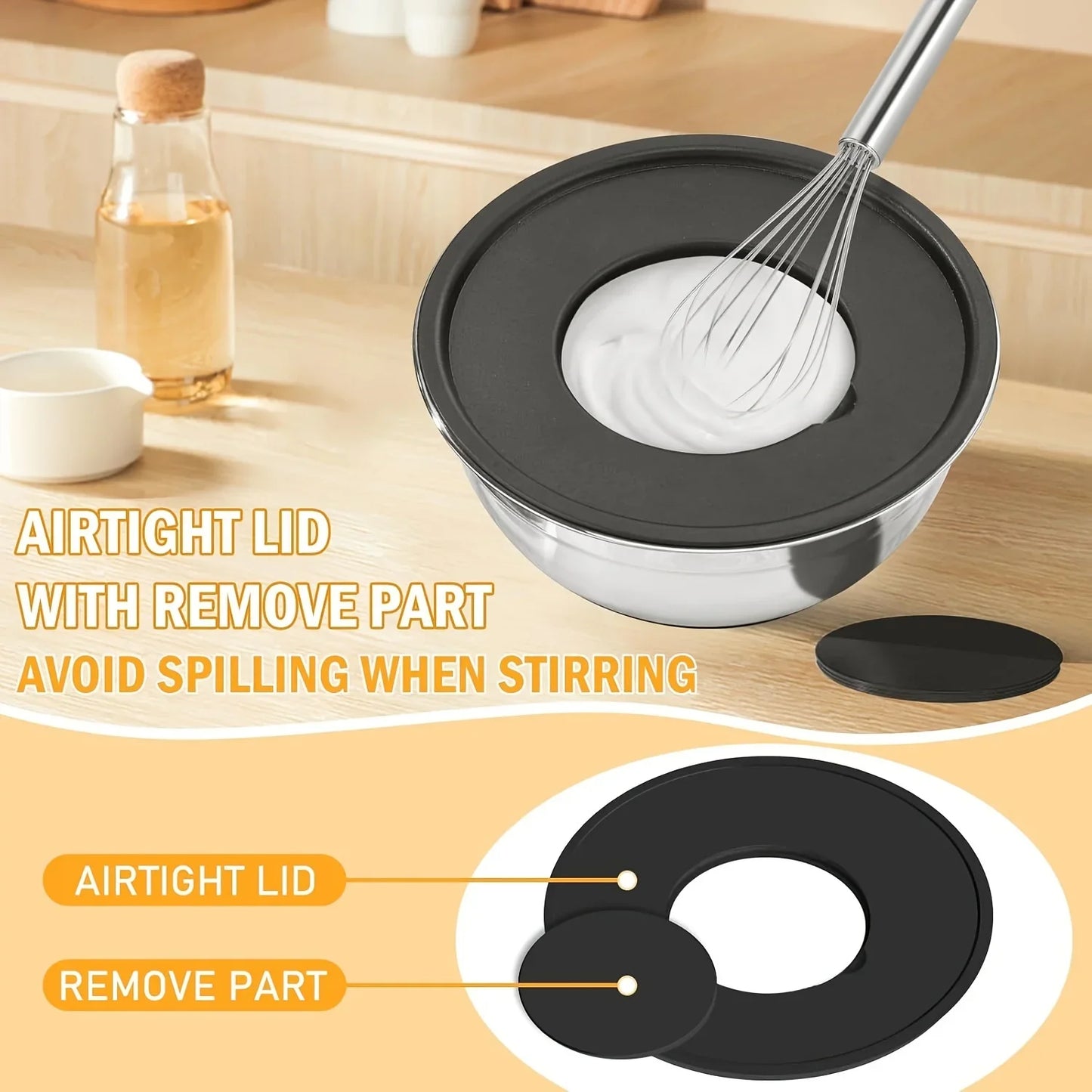 Stainless Steel Salad Tools Set With Mixing Bowls And Lids