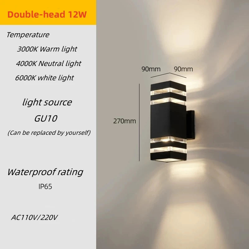YANKE Outdoor Waterproof LED Wall Lights Double Headed Pillars