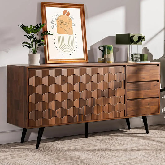 XMSJ Sideboard Georgina Solid Wood 2 Doors 3 Drawers