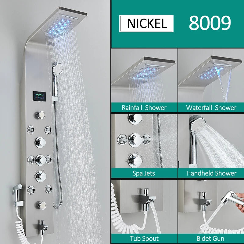 Quyanre LED Shower Panel With Six Functions And Jets