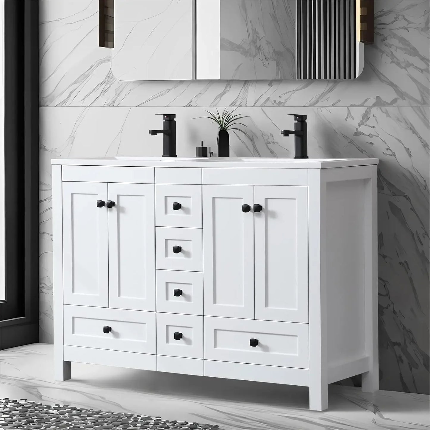 XMSJ Bathroom Vanity Cabinet With Undermount Double Sink Thickened Wood