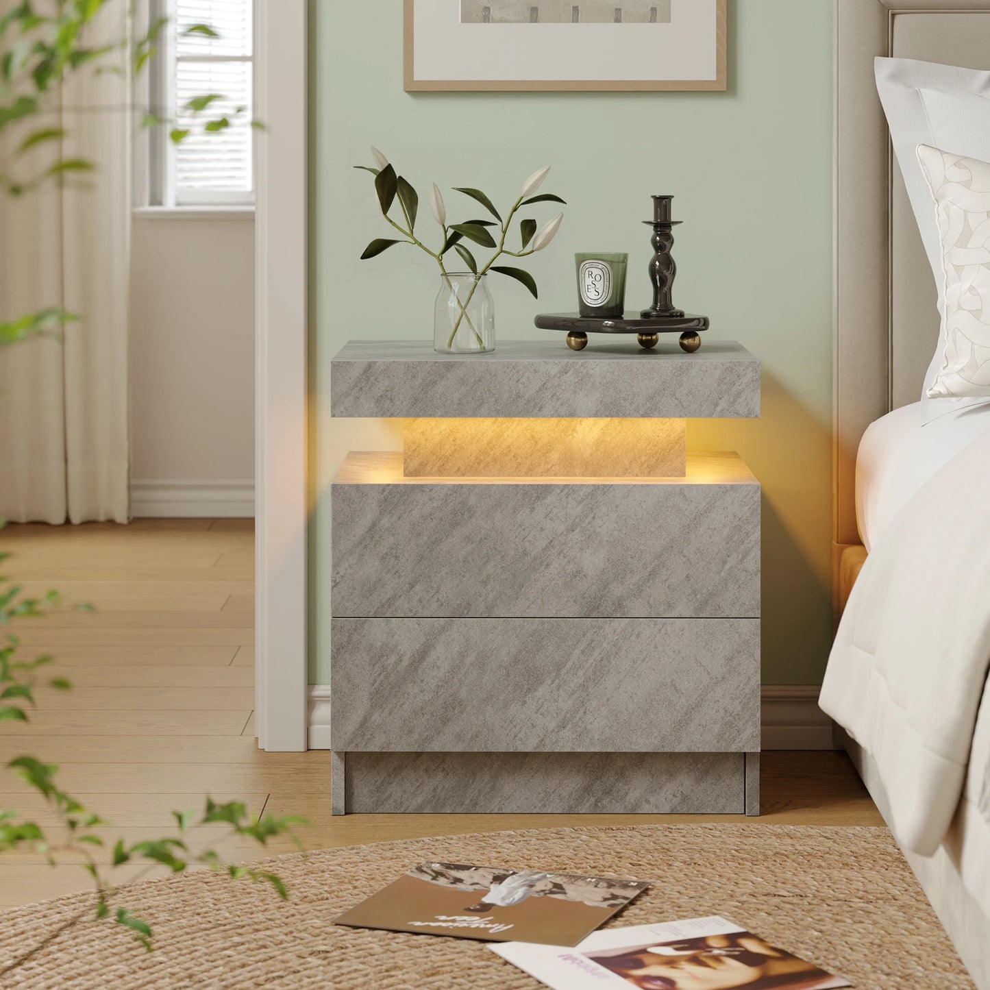 Cubehom LED Nightstands With Drawers And RGB Lighting