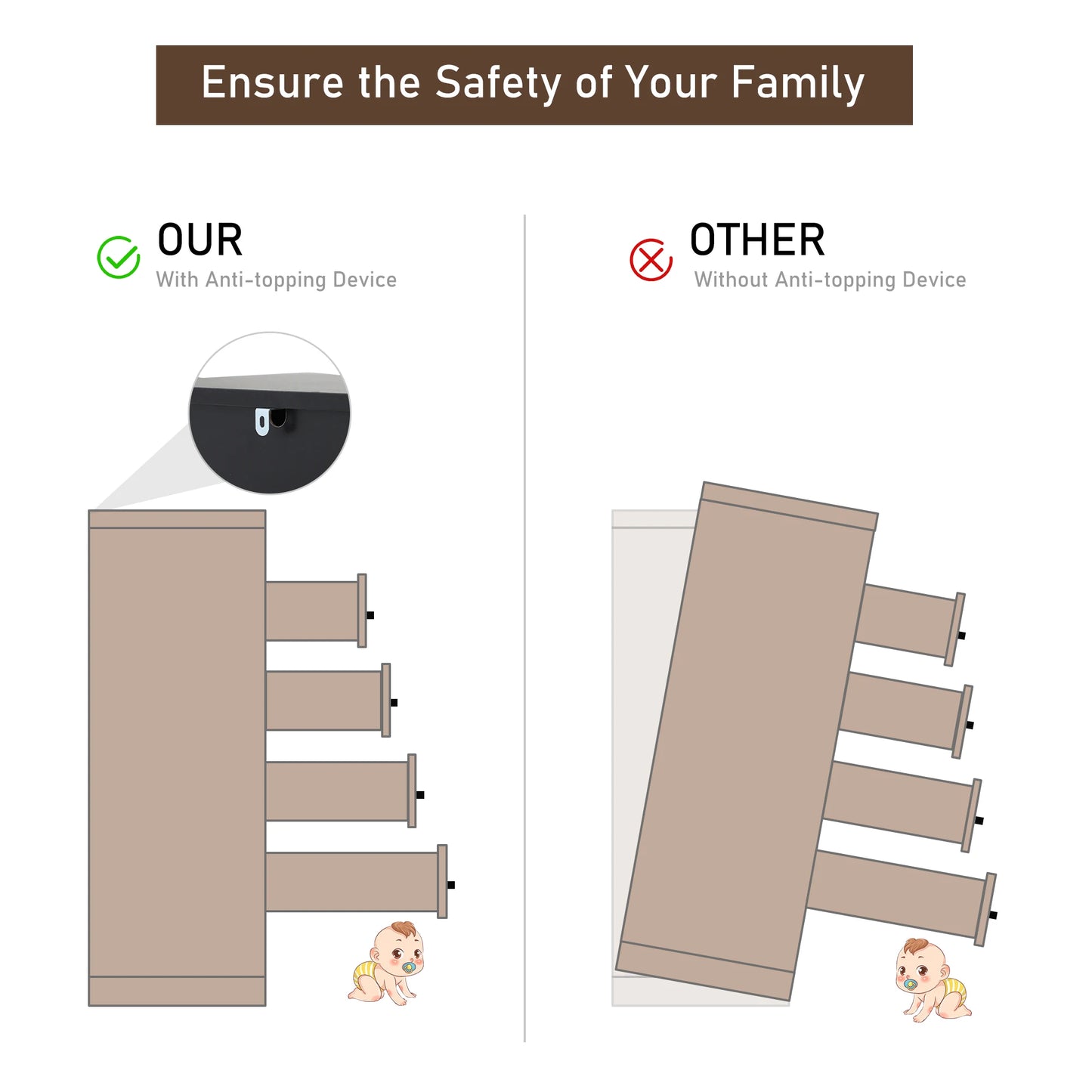 QiaoShiRen 7 Drawer Dresser Modern Wood Chest Bedroom