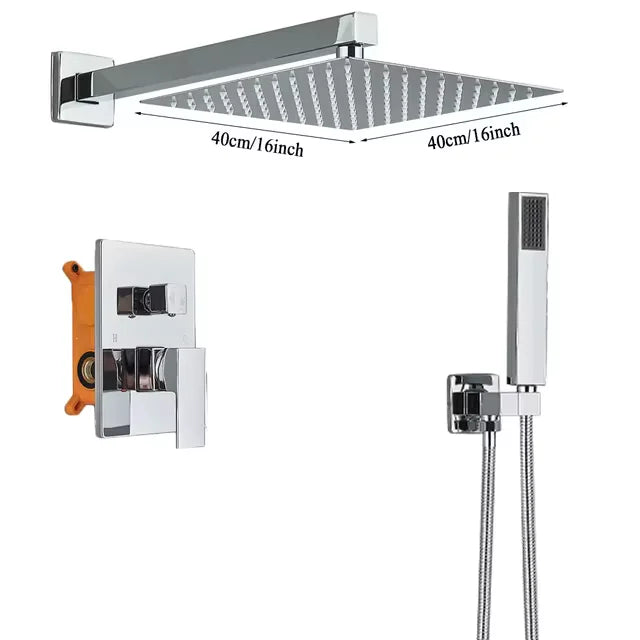 Rozin Chrome Rainfall Shower Faucet Set Wall Mount Shower System
