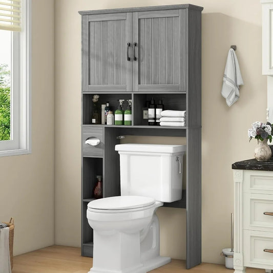 MKDK Rustic Over-the-Toilet Storage Cabinet with Barn Door