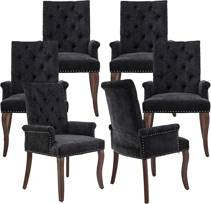 HUANZHUANG Upholstered Tufted Chenille Dining Chairs with Nailhead Trim