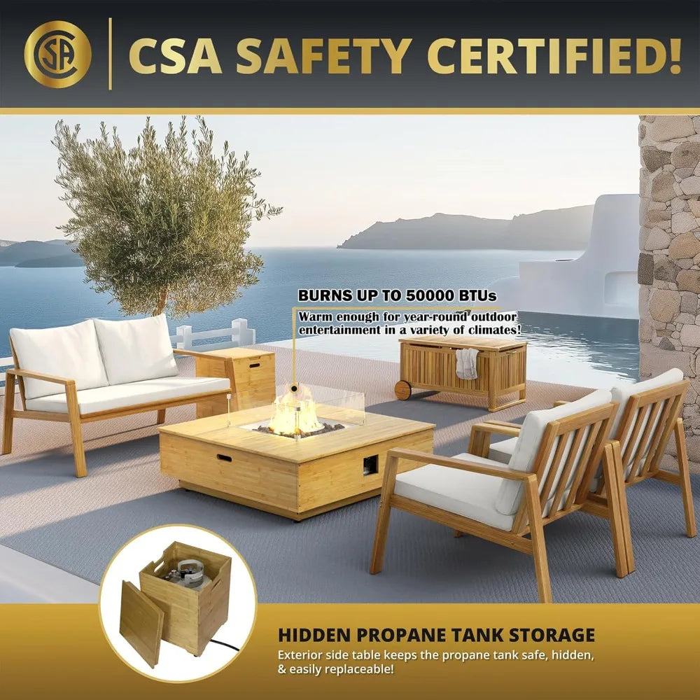 Sherbeck Outdoor Propane Fire Pit Table and Tank Cover