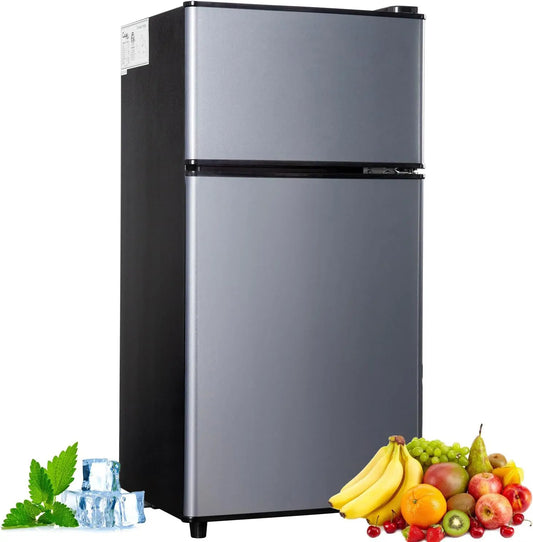 Krib Bling Double Door Mini Fridge With Freezer Energy Saving