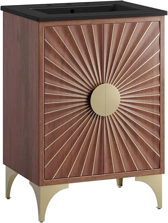 Modern Open Shelving Bathroom Vanity Cabinet With Ceramic Sink