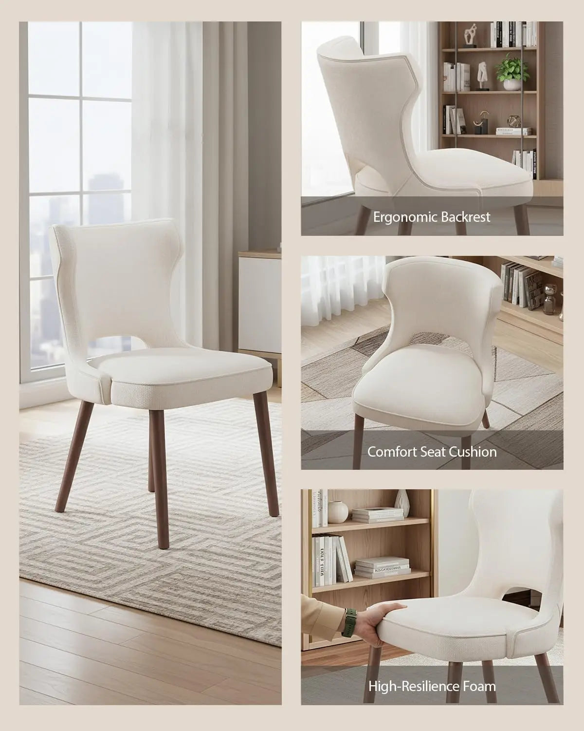 Wooden Dining Chairs Set Of 4 Modern Farmhouse Upholstered