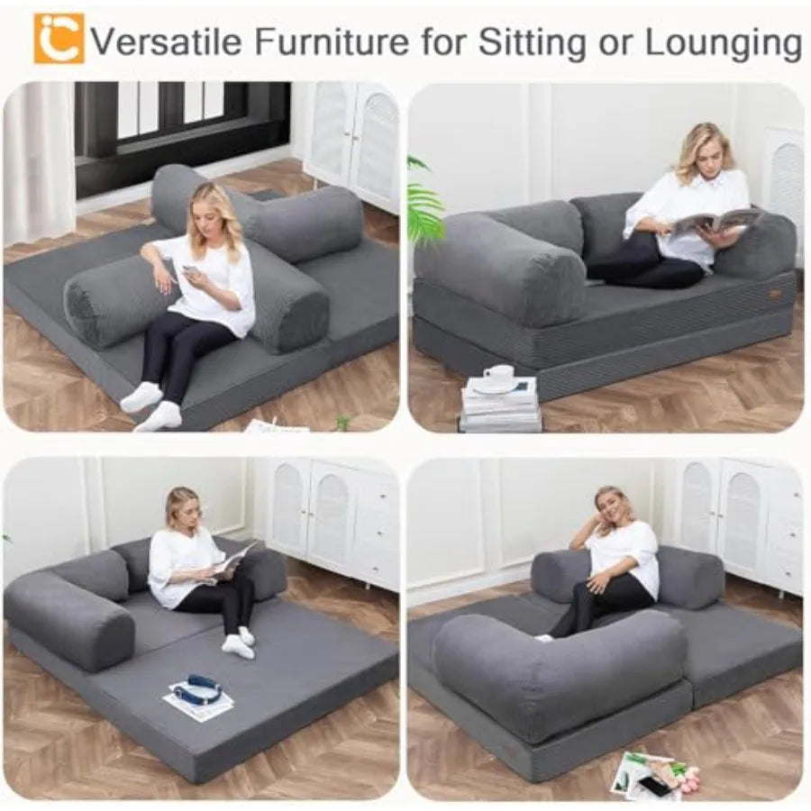 Futon Sofa Bed 4-In-1 Floor Foldable Sofa Couch Sleeper