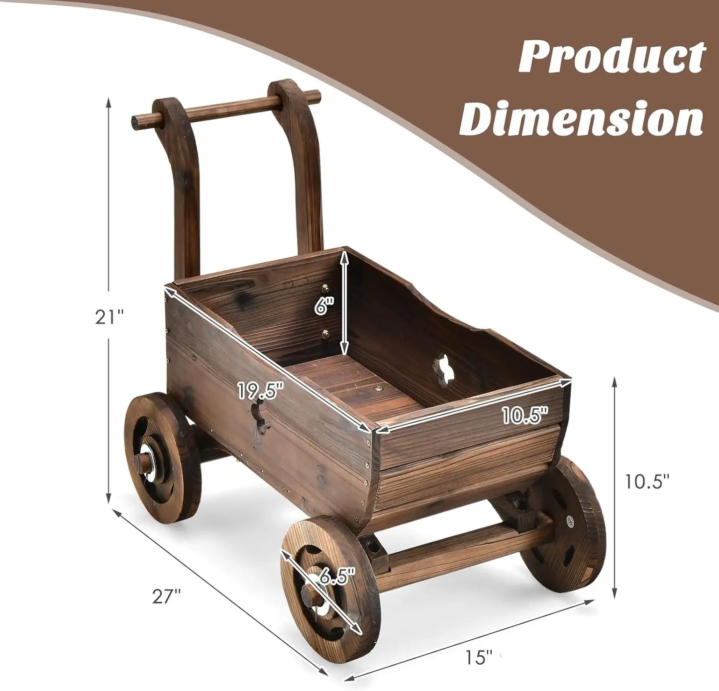 Hign Concerned Wagon Flower Planter Cart Rustic Wood Stand