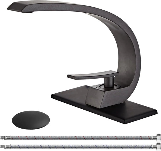 Single Hole Deck Mounted Bathroom Sink Faucet With Pop Up Drain Brass Lavatory