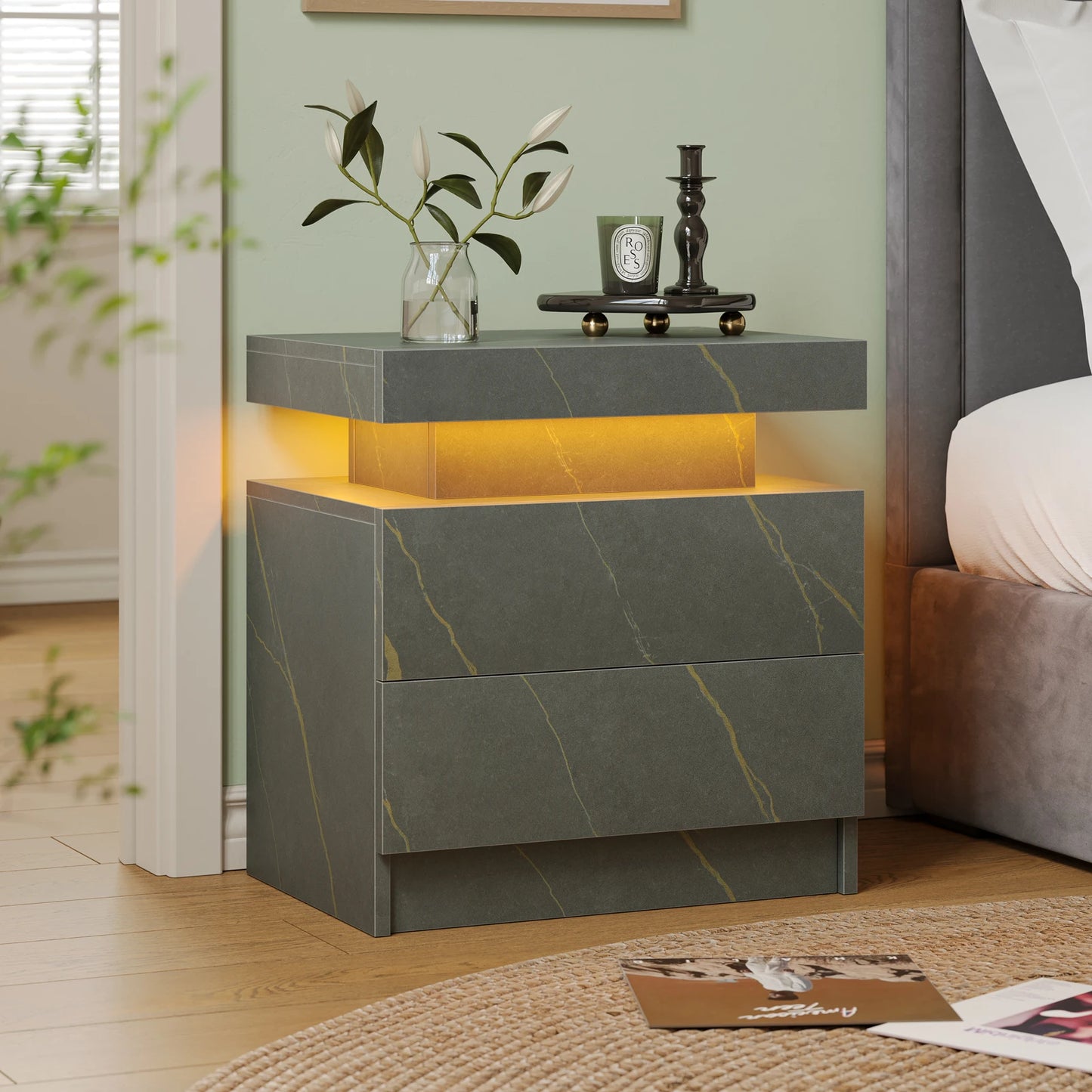 Cubehom LED Nightstands With Drawers And RGB Lighting