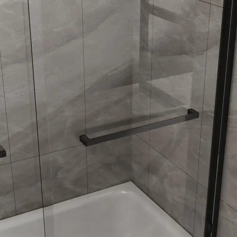 Double Sliding Bathtub Shower Door Aluminum Framed Clear Tempered Glass