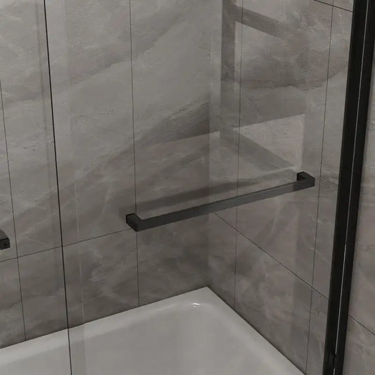 Double Sliding Bathtub Shower Door Aluminum Framed Clear Tempered Glass