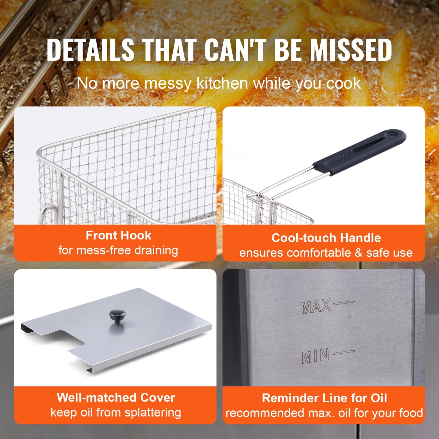 SucceBuy Electric Deep Fryer Dual Removable Tanks 5000W Countertop