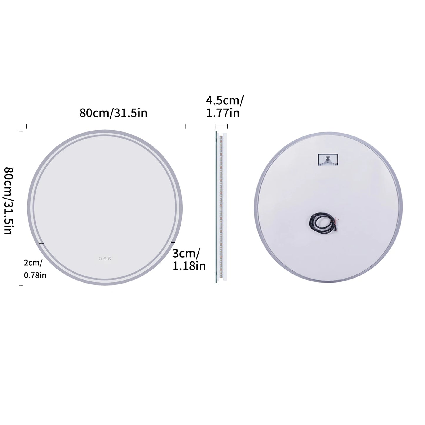 LUVODI Smart Bathroom Mirror With Dimmable Three Lighting Modes