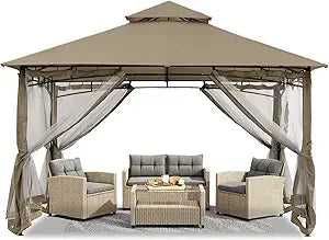 XMSJ Outdoor Gazebo With Mosquito Netting For Patios