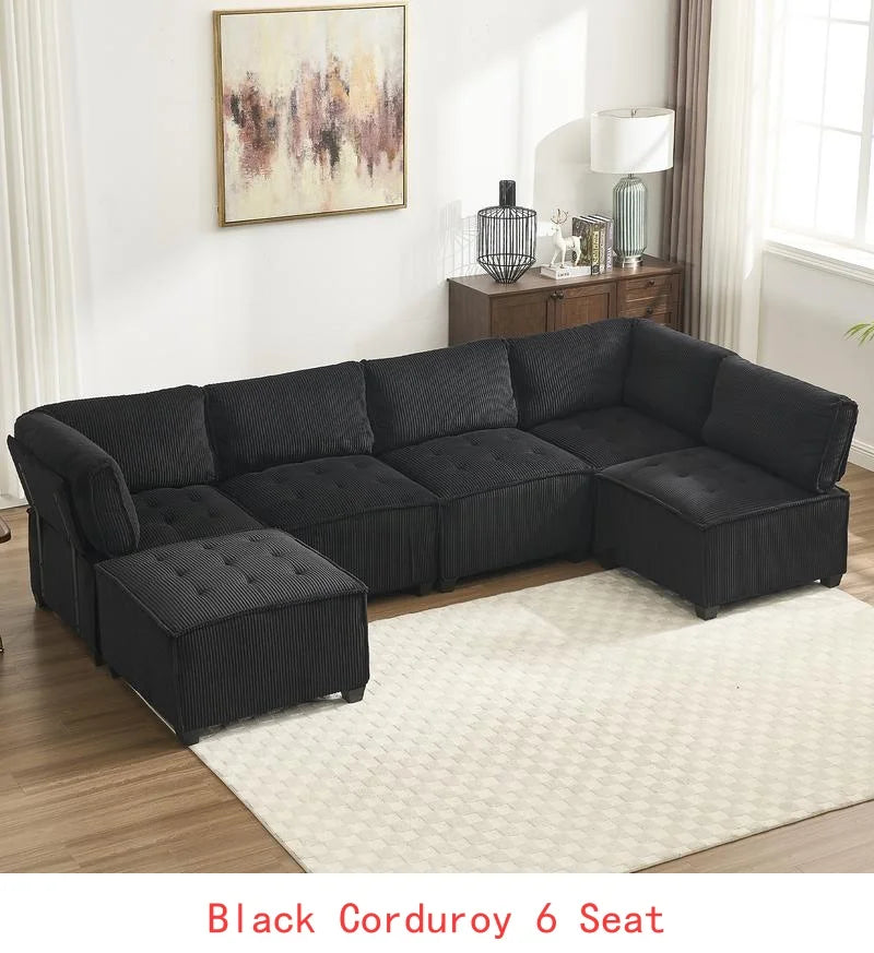 Modular U-Shaped Sectional Sofa With Reversible Chaise For Living Room