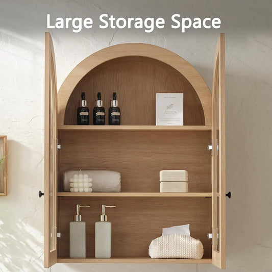 Tongyue Arched Wall Cabinet Over Toilet Storage With Glass Door