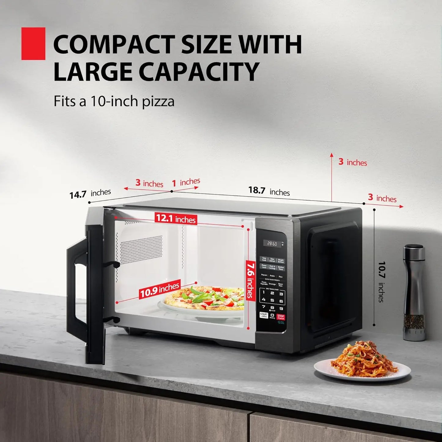 XMSJ 900W Microwave Auto Menu Child Lock Mute LED Light