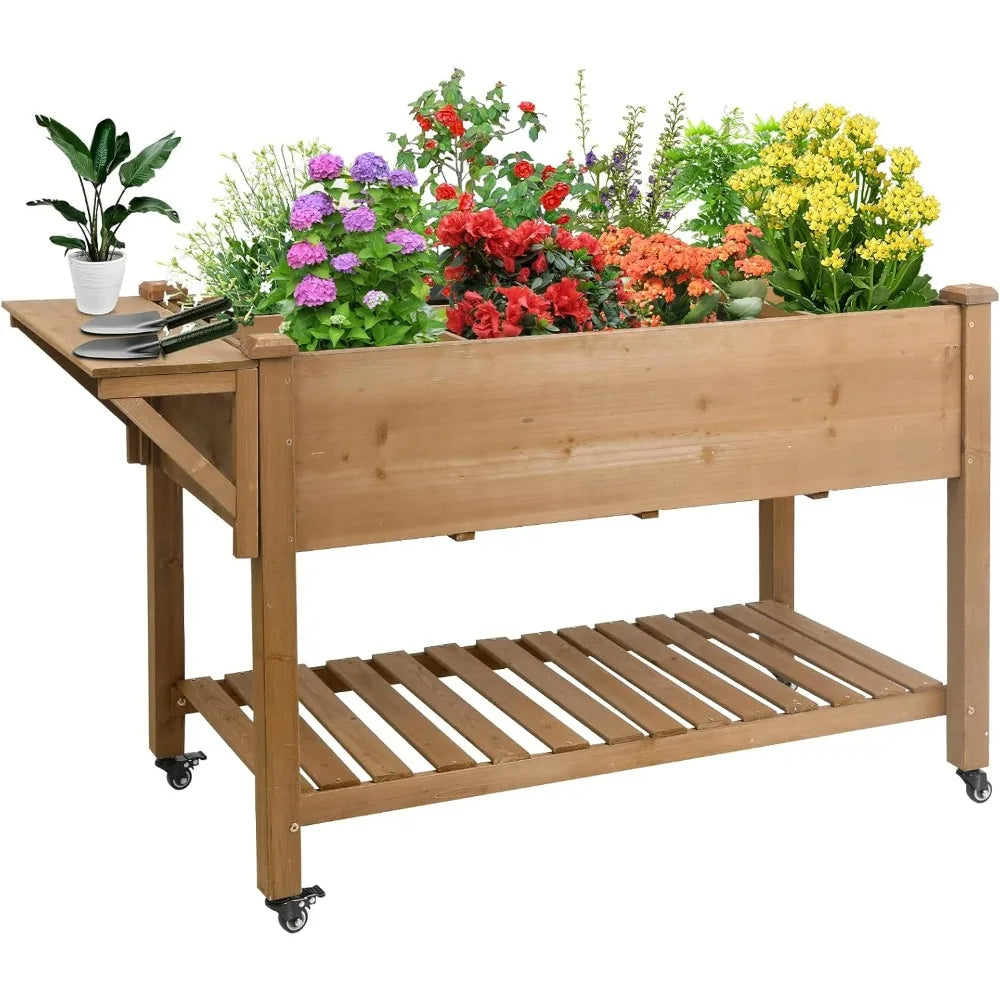 Hign-concerned Elevated Wood Planter Box For Garden
