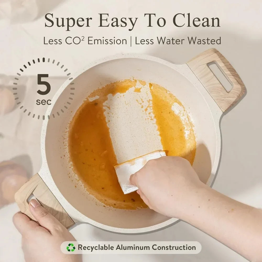 XMSJ Nonstick Granite Induction Cookware Set With Frying Pans