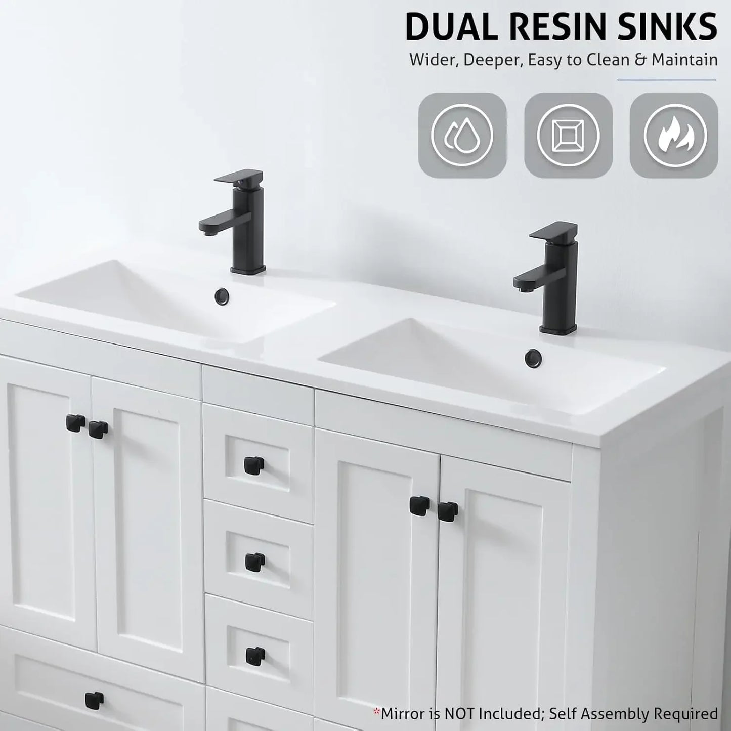 XMSJ Bathroom Vanity Cabinet With Undermount Double Sink Thickened Wood