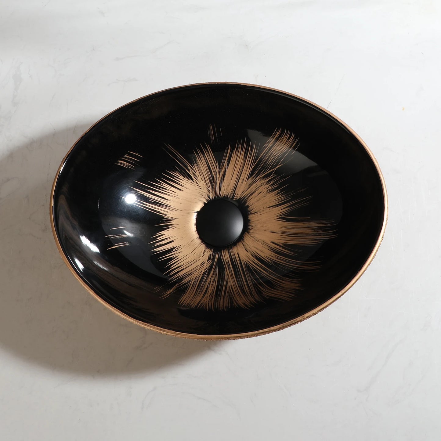 Torayvino Ceramic Oval Vessel Sink For Above Counter Bathroom