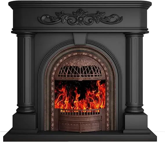 XMSJ Electric Fireplace Mantel TV Stand With Vintage Birdcage Heater