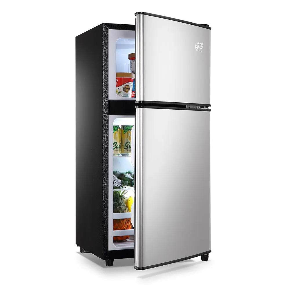 Krib Bling Double Door Mini Fridge With Freezer Energy Saving