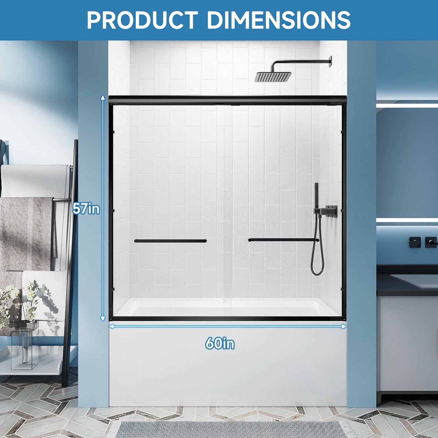 Sh.Kl Aluminum Framed Double Sliding Shower Door With Tempered Glass